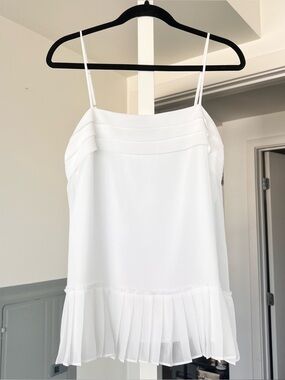 SOLD Banana Republic White Satin Ruffle Tank Top- Like New Condition- Size S